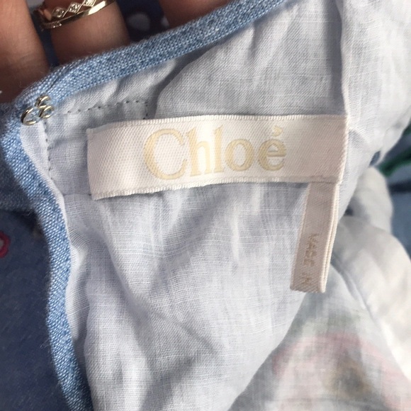 Chloé Chambray Embroidered Maxi Dress Downy Blue Eyelet Size 34 - Picture 13 of 16